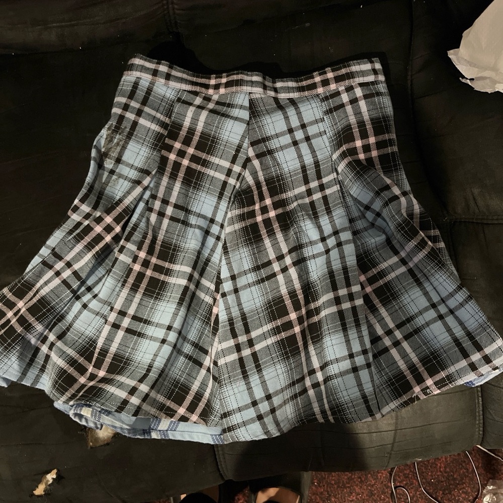 Forever Young Blue and Black Plaid Skater Skirt
